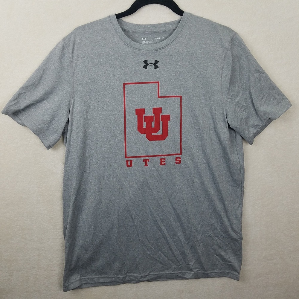 Under Armour Utah Utes Heatgear T Shirt Mens Small Gray Loose‎ Fit College